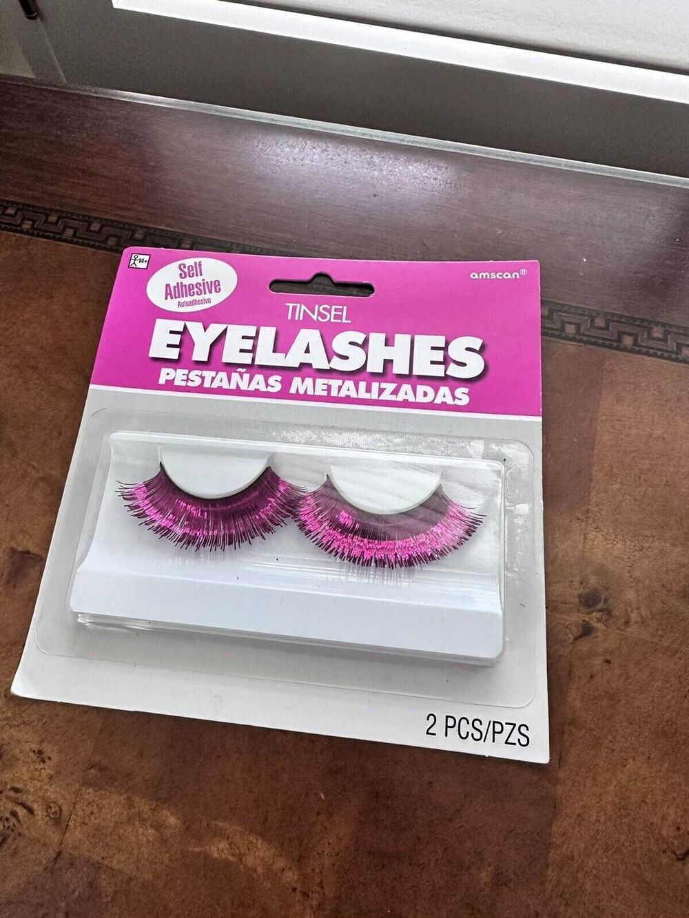 Pink Tinsel Eyelashes - Halloween Costume Lashes, Self Adhesive- NEW IN BOX